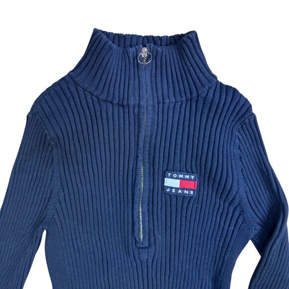 Tommy Jeans Ribbed Quarter/Half Zip Sweater - Picture 3 of 4